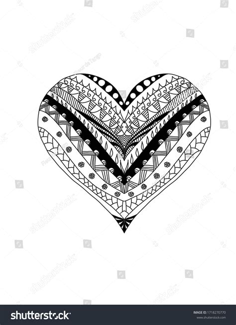 Heart Coloring Page Zentangle Lineart Stock Illustration 1718270770 | Shutterstock