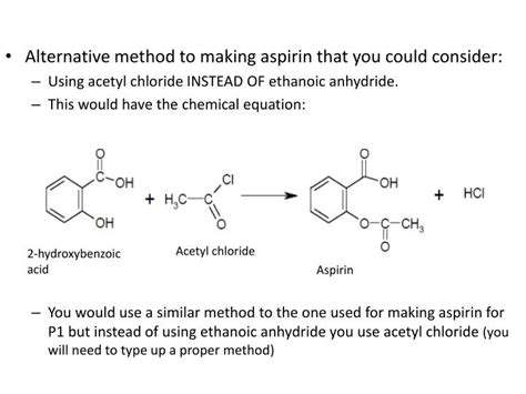 Chemical Equation Synthesis Of Aspirin From Acetyl Chloride - Tessshebaylo