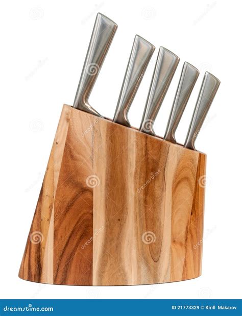 Kitchen Knife Set In A Wooden Block Royalty Free Stock Images - Image: 21773329