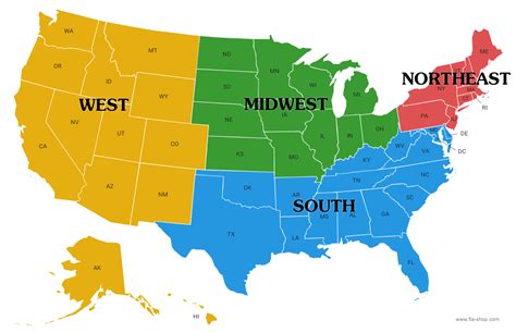 Usa Map And Regions - Gillie Donnamarie