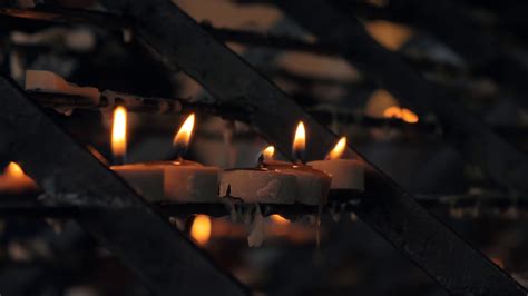 Close-up Shot Of Burning Candles In Catholic Stock Footage SBV ...