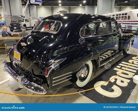 Old Vintage Black Cadillac Luxury Car at the Auto Show Editorial Stock Image - Image of 1940s ...