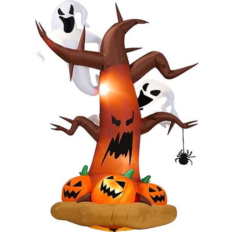 8' Tall Airblown Halloween Inflatable Dead Tree with Ghost on Top/Pumpkins on Bottom - Walmart.com