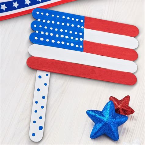 Help the little ones make these patriotic Kids Club® Craft Stick American Flag | Flag crafts ...