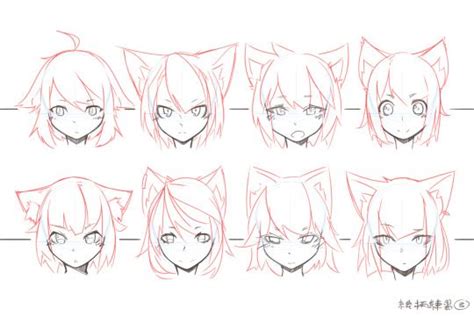 How to Art drawing anime animal ears wolf fox and different poses and expressions Anime Drawings ...