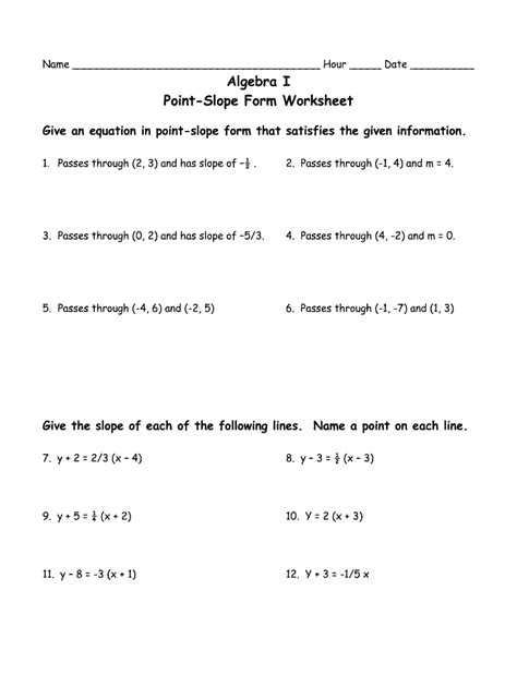 Point slope form worksheet: Fill out & sign online | DocHub