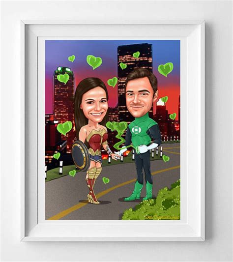 Custom Superhero Caricature Couple Superhero Portrait | Etsy