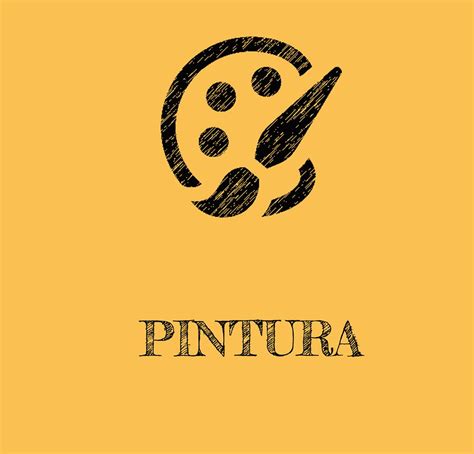 the word pintura written in black ink on a yellow background