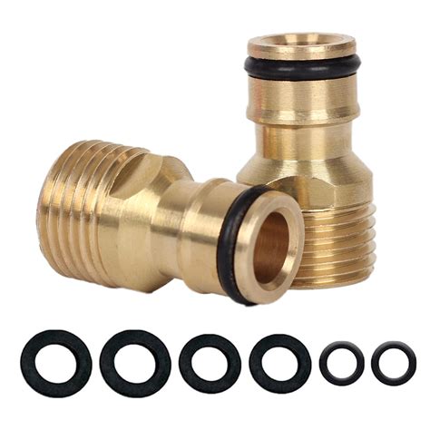 Buy 2 Pack Brass Garden Hose Tap Connector,1/2 inch Brass Male Threaded Tap Connector for Hose ...