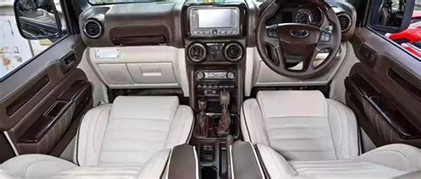 Beige & Brown Modified Mahindra Thar Interior - Auto Trade Interior