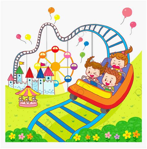 Roller Coaster Carousel Clipart Kids Illustration Transparent - Kids Roller Coaster Clip Art, HD ...