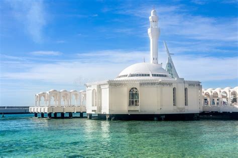 Alrahmah Floating Mosque with Sea in Foreground, Jeddah Stock Image - Image of islamic, island ...