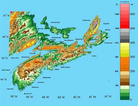 Nova Scotia Elevation Map - Nova Scotia • mappery