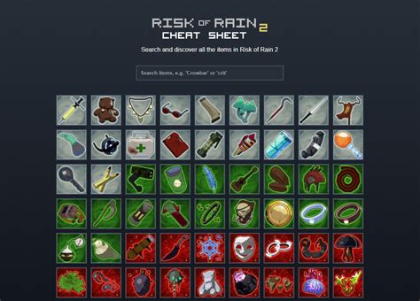 Risk of Rain 2 Item Cheat Sheet – Steam Solo