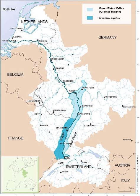 The Rhine Valley and the geographic situation of the Alsatian aquifer ...