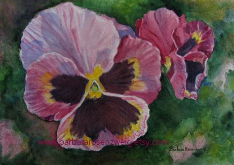 Flower Print Pansy Painting Pansy Flower Art Pink Flower - Etsy