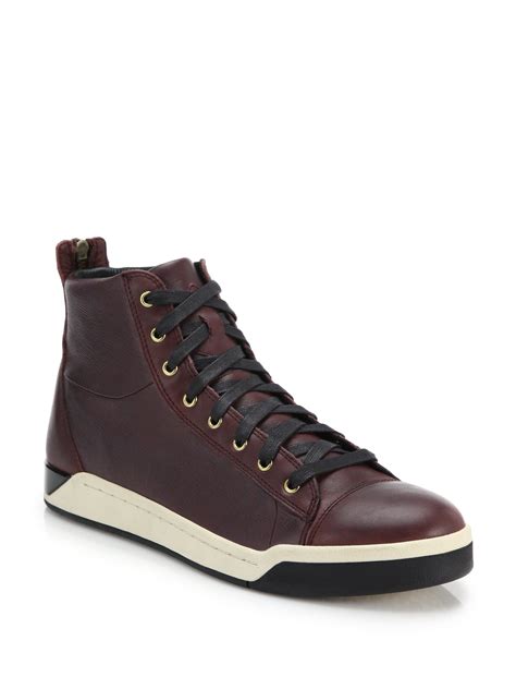 Diesel Tempus Diamond Leather High-top Sneakers in Brown for Men | Lyst