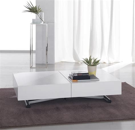 White Low Coffee Table | Table basse relevable, Table basse, Table ...