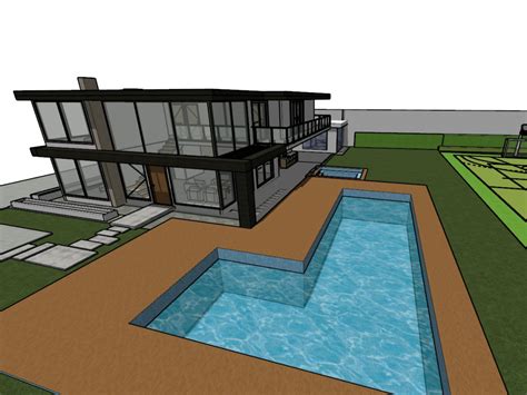 Casa con piscina y cancha de uso múltiple (8.81 MB) | Bibliocad