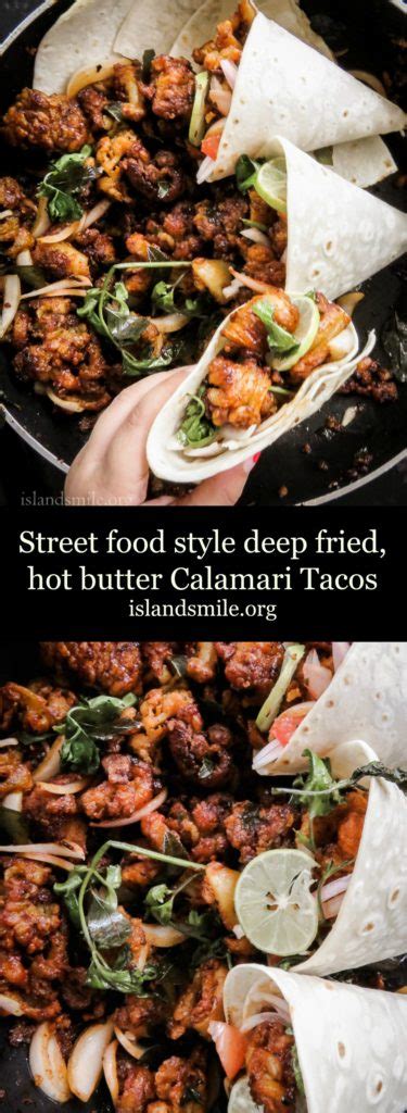 Deep fried, hot butter Calamari Tacos Street food style