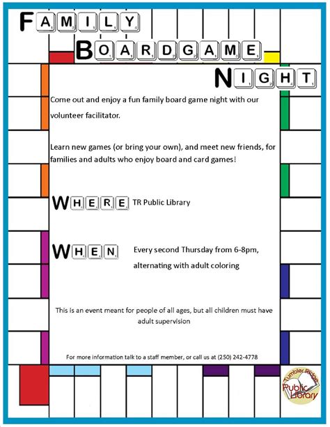 Family Board Games & Adult Colouring – TR Public Library