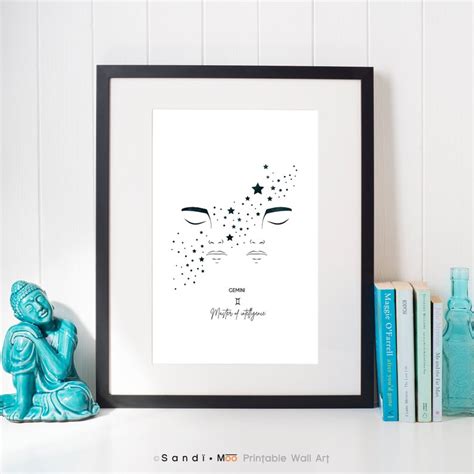 Male GEMINI Zodiac Wall Art Printable Astrology Print - Etsy