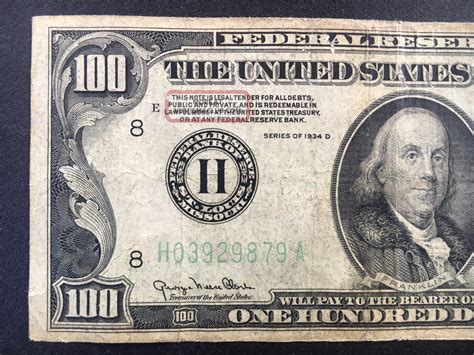 Us 1934 D One Hundred Dollar $100 Federal Reserve Note St Louis