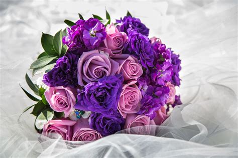 Purple Rose and Carnation Bouquet