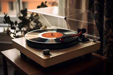 Premium AI Image | A vintage record player on a rustic wooden table