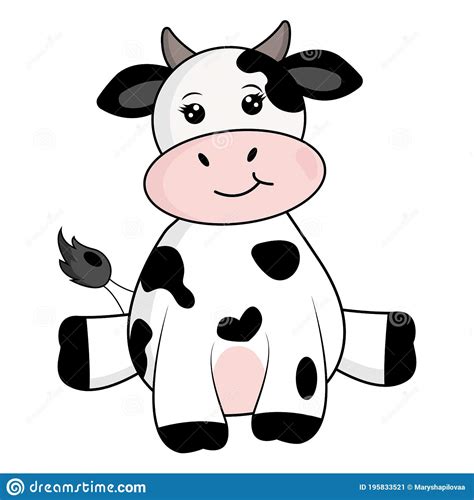 Cute Baby Cow. Happy Cow Cartoon Character Stock Vector - Illustration ...