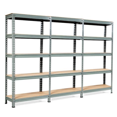 Costway 3PCS 5-Tier Metal Storage Shelves 60''Adjustable Shelves Gray - Walmart.com