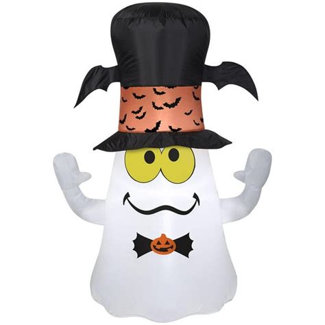 3 1/2' Gemmy Airblown Inflatable Halloween Ghost w/ Bat Top Hat - Walmart.com - Walmart.com