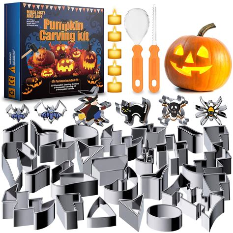 Buy 29PCS Pumpkin Carving Tools, Easy and Safe Pumpkin Carving Kit, Pumpkin Carving Stencils ...