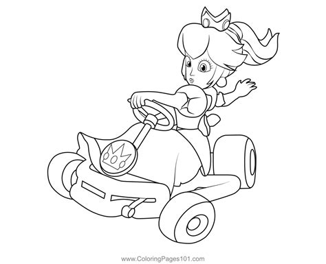 Princess Peach Mario Kart Coloring Page for Kids - Free Mario Kart Printable Coloring Pages ...