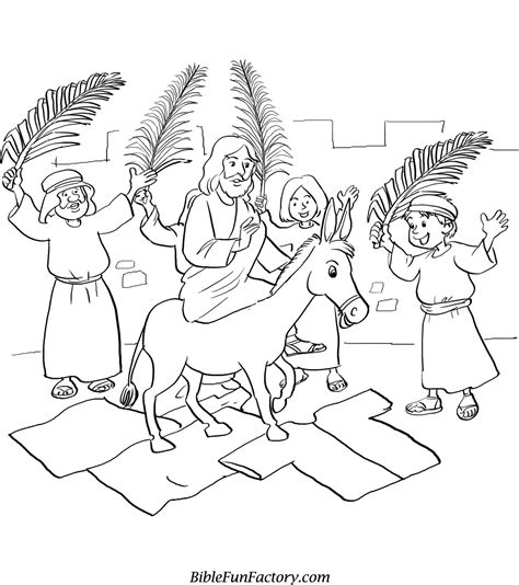 Free Palm Sunday Coloring Pages : Bible Lessons, Games and Activities | BibleFunFactory.com