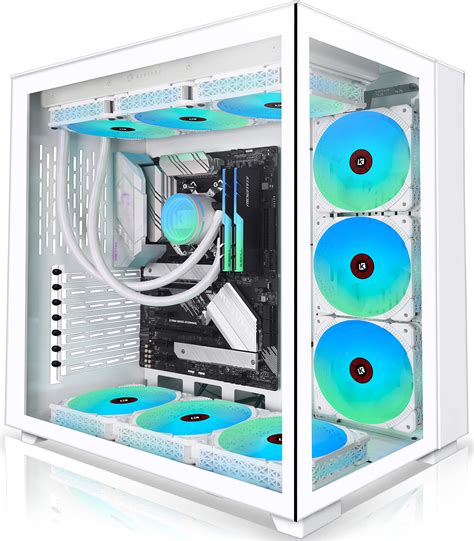 Buy KEDIERS PC Case - ATX Tower Tempered Glass Gaming PC Open Frame with 9 RGB Fan,C590，white ...