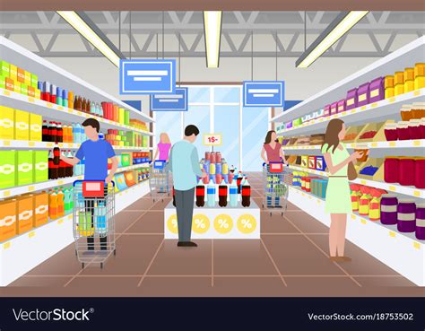 People at the supermarket Royalty Free Vector Image