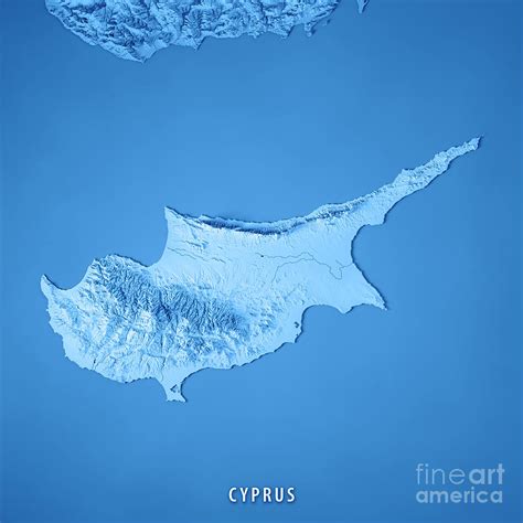 Cyprus Island 3D Render Topographic Map Digital Art by Frank Ramspott ...