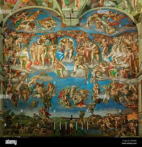 Sistine Chapel: The last judgment by Michelangelo, Rome Stock Photo - Alamy