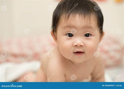 Cute Chinese Baby Girl Portrait Stock Image - Image of face, smile ...