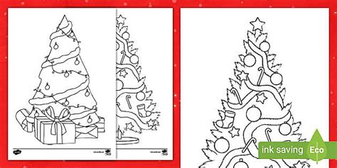 Hojas de Colorear: árbol de Navidad para colorear - Twinkl