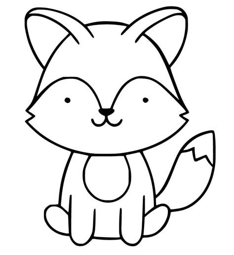 A Cute Baby Fox Coloring Page - Free Printable Coloring Pages for Kids