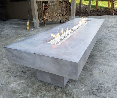 Diy Concrete Fire Pit Table : Gray Stained Rectangular Concrete Fire Pit Concrete Fire Pits Fire ...