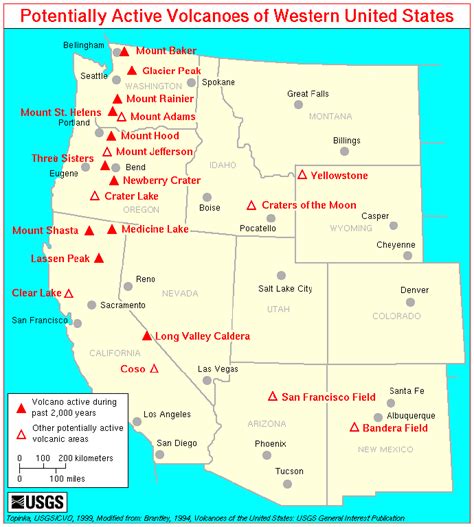 Volcanoes of the Western United States | Volcano, Geology, Map