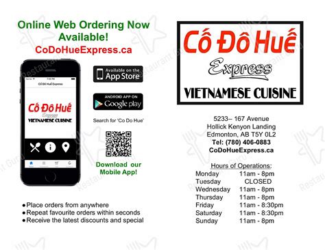 Co Do Hue Express Menu - excelmoms