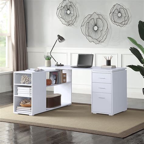 BELLEZE Trition L Shaped Computer Desk Home Office Corner Desk With Open Shelves And Drawers, 5 ...