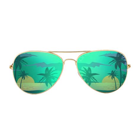 Palm Tree Beach Silhouette PNG Images, Summer Palm Trees Beach Silhouette Green Sunglasses ...