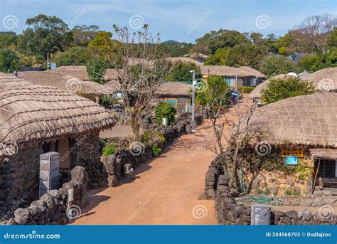 Traditional Houses at Seongeup Folk Village at Jeju Island, Republic of ...