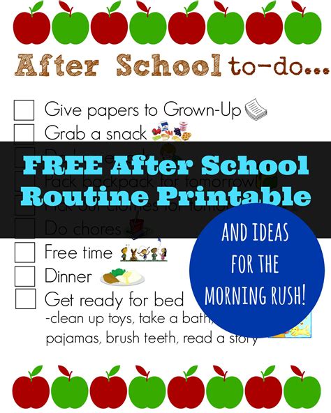 FREE After School Routine Printable | Mandy's Recipe Box