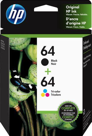 HP 64 Black/Tri-colour Original Ink Cartridges, 2-Pack (X4D92AN ...